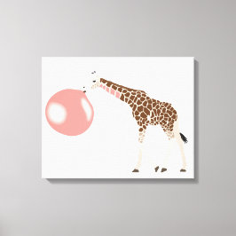 Bubble Gum Giraffe Blowing Bubble Canvastryck