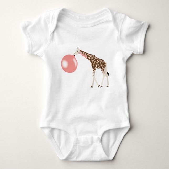 Bubble Gum Giraffe Blowing Bubble T Shirt (Framsida)