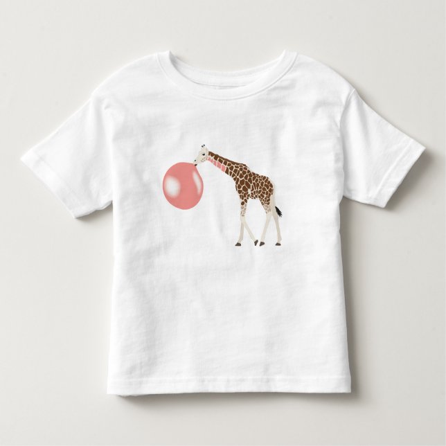 Bubble Gum Giraffe Blowing Bubble T Shirt (Framsida)