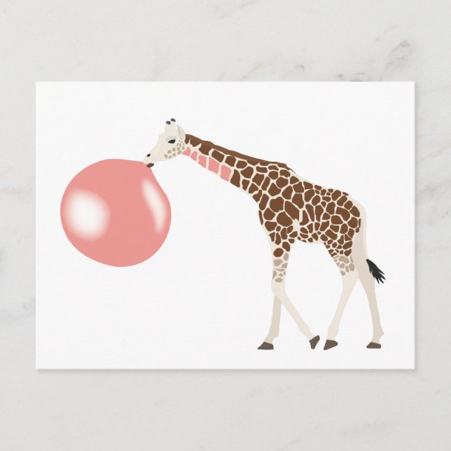 Bubble Gum Giraffe Blowing Bubble Vykort (Framsida)