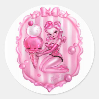 Bubble Gum Ice Cream PIN Up Runt Klistermärke