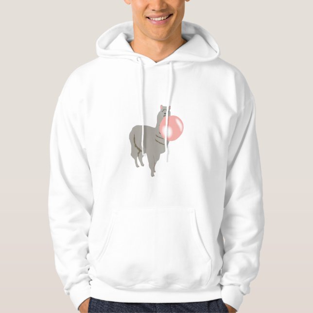 Bubble Gum Llama Blowing Bubble Hoodie (Framsida)