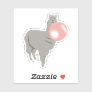 Bubble Gum Llama Blowing Bubble Klistermärken