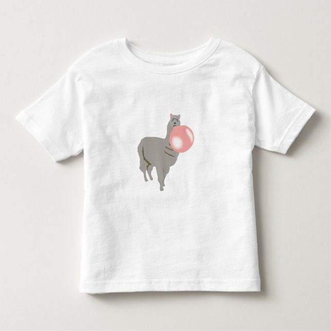 Bubble Gum Llama Blowing Bubble T Shirt (Framsida)