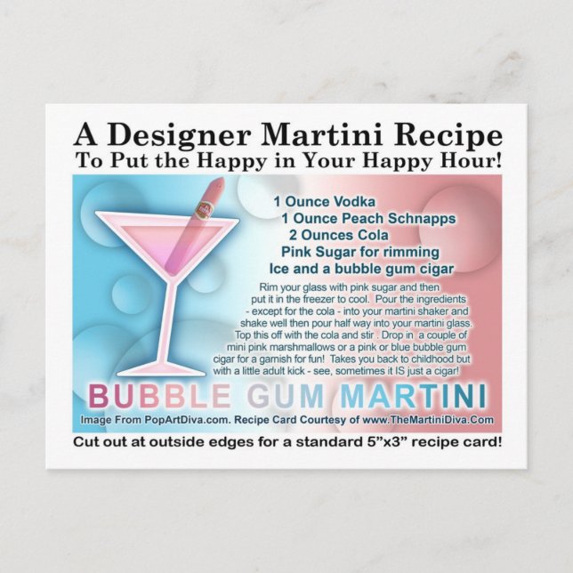 Bubble Gum Martini Opus One Recept Card-vykort Vykort (Framsida)