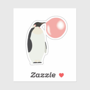 Bubble Gum Penguin Blowing Bubble Klistermärken