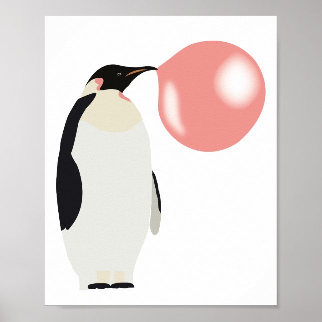 Bubble Gum Penguin Blowing Bubble Poster (Framsidan)