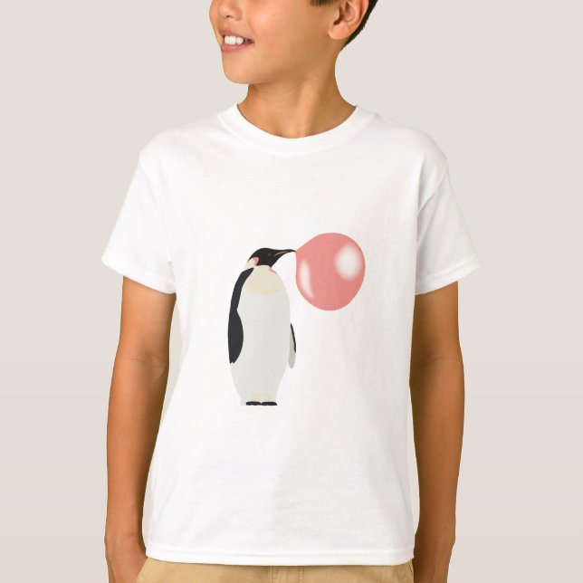 Bubble Gum Penguin Blowing Bubble T Shirt (Framsida)