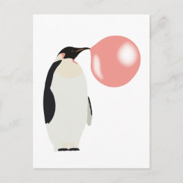 Bubble Gum Penguin Blowing Bubble Vykort