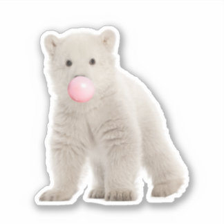 Bubble Gum Polar Bear Vinyl Sticker Klistermärken