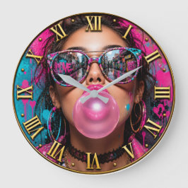 Bubble Gum Queen Luxury Fashion Woman Portrait Stor Klocka