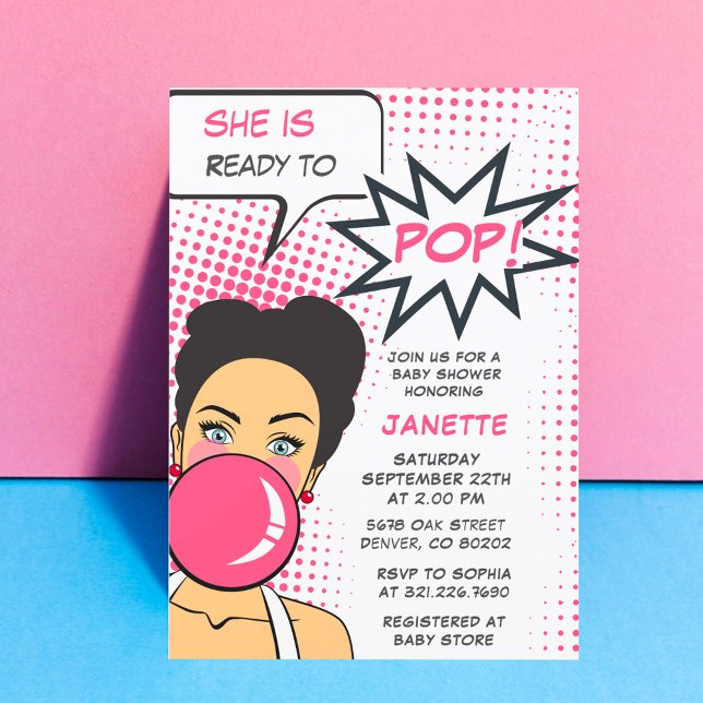 Bubble Gum Redo till Pop Girl Baby Shower Inbjudningar (Skapare uppladdad)