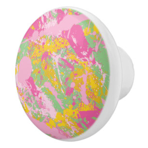 Bubble Gum Rosa and Grönt Paint Splatter Knopp