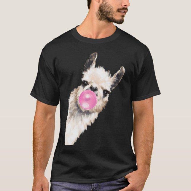 Bubble Gum sneaky Llama in Blue T Shirt (Framsida)
