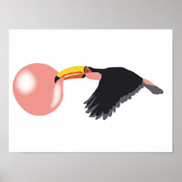 Bubble Gum Toucan blåser bubblor Poster