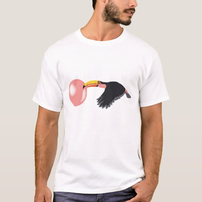 Bubble Gum Toucan blåser bubblor T Shirt (Framsida)