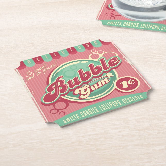 Bubble Gum Underlägg Papper (Vinklad)