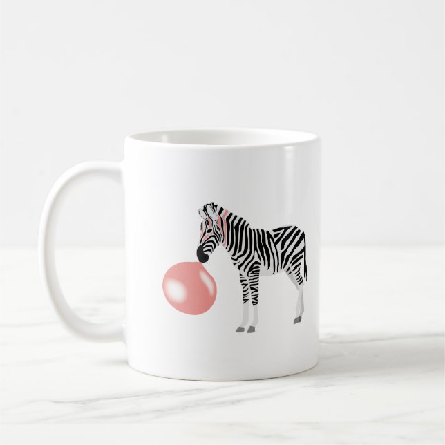 Bubble Gum Zebra Blowing Bubble Kaffemugg (Vänster)