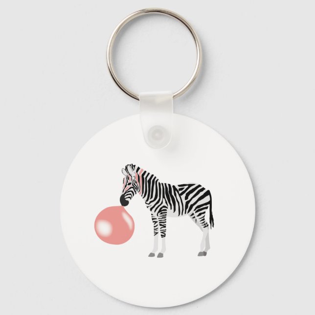 Bubble Gum Zebra Blowing Bubble Nyckelring (Framsida)