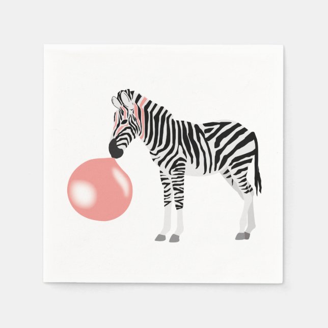 Bubble Gum Zebra Blowing Bubble Pappersservett (Framsidan)