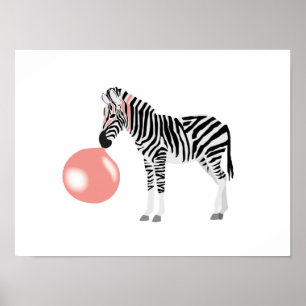 Bubble Gum Zebra Blowing Bubble Poster