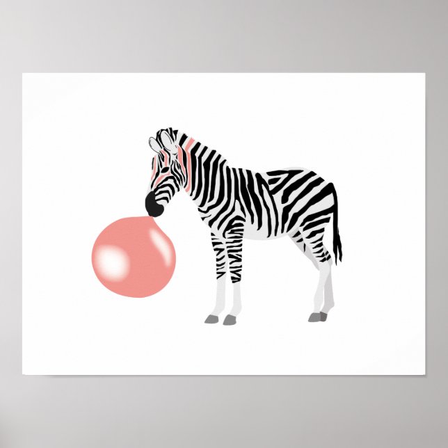 Bubble Gum Zebra Blowing Bubble Poster (Framsidan)