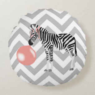 Bubble Gum Zebra Blowing Bubble Rund Kudde