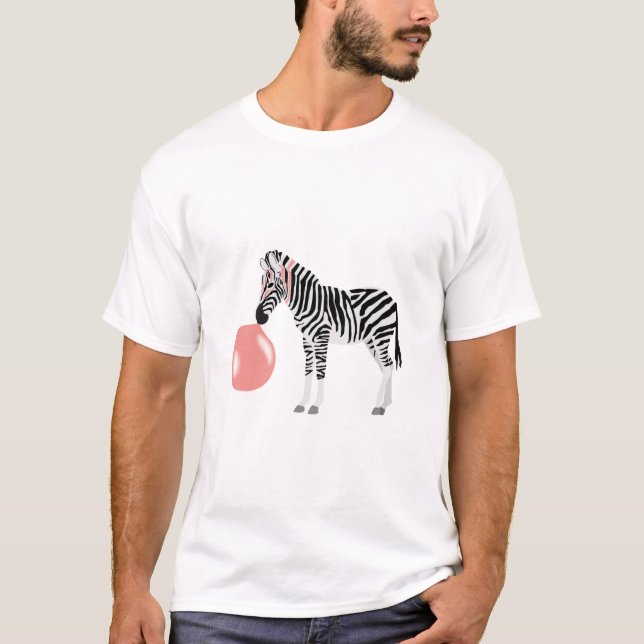 Bubble Gum Zebra Blowing Bubble T Shirt (Framsida)