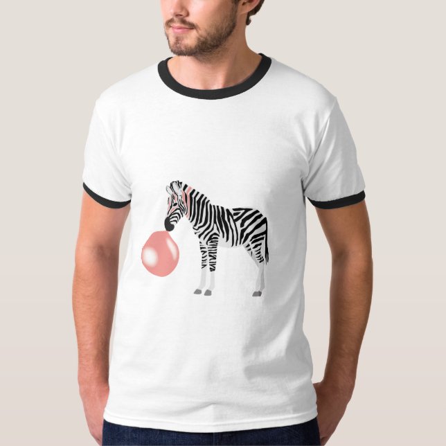 Bubble Gum Zebra Blowing Bubble T Shirt (Framsida)