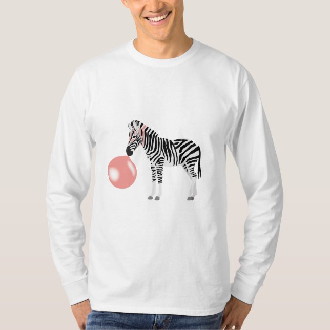 Bubble Gum Zebra Blowing Bubble T Shirt (Framsida)
