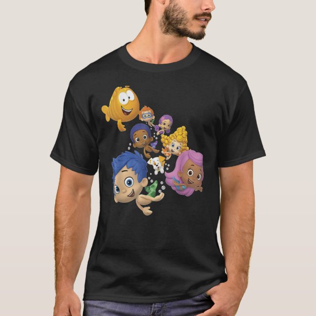 Bubble Guppies Fullt Cast Swimming Porträtt Essent T Shirt (Framsida)
