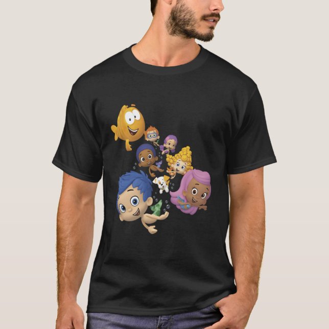 Bubble Guppies Fullt Cast Swimming Porträtt T Shirt (Framsida)