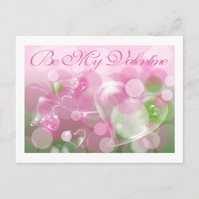 Bubble Heart and Butterfly Valentine-vykort Helg Vykort (Framsida)