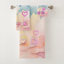 Bubble Hearts Bath Towers Set