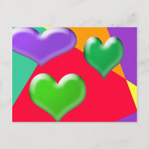 Bubble Hearts vycard Vykort