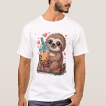 Bubble Kawaii Sloth Drinking Boba Tea T-Shirt<br><div class="desc">Bubble Kawaii Sloth Drinking Boba Tea T-Shirt</div>
