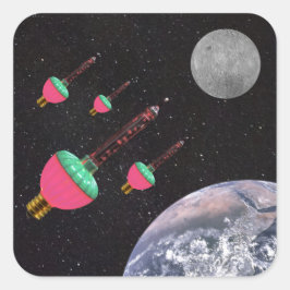 Bubble Ljus i rymden Fyrkantigt Klistermärke