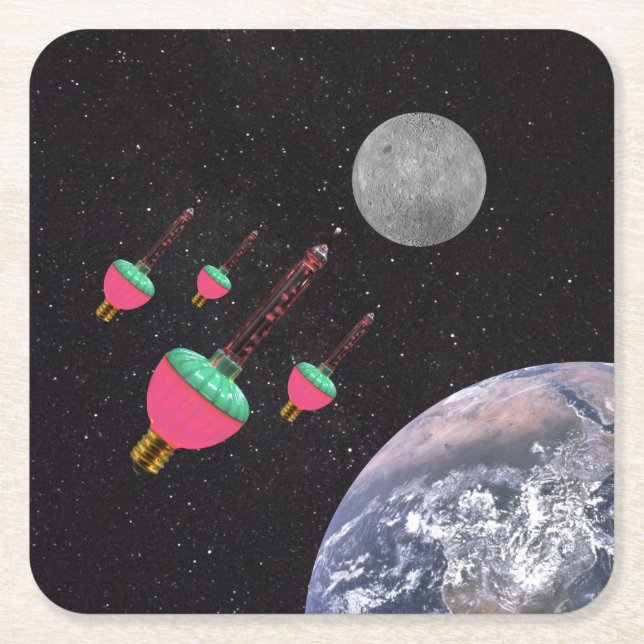 Bubble Ljus i rymden Underlägg Papper Kvadrat (Framsidan)
