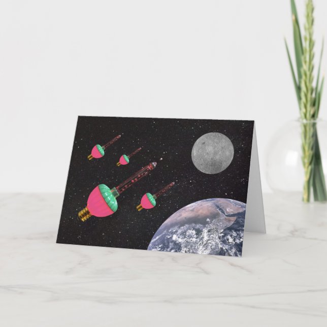 Bubble Ljus i Space Anpassningsbar Helgkort (Framsida)