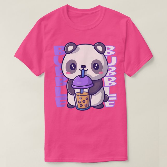 Bubble mjölk gullpanda björn kawaii drickbubbla t shirt (Design framsida)