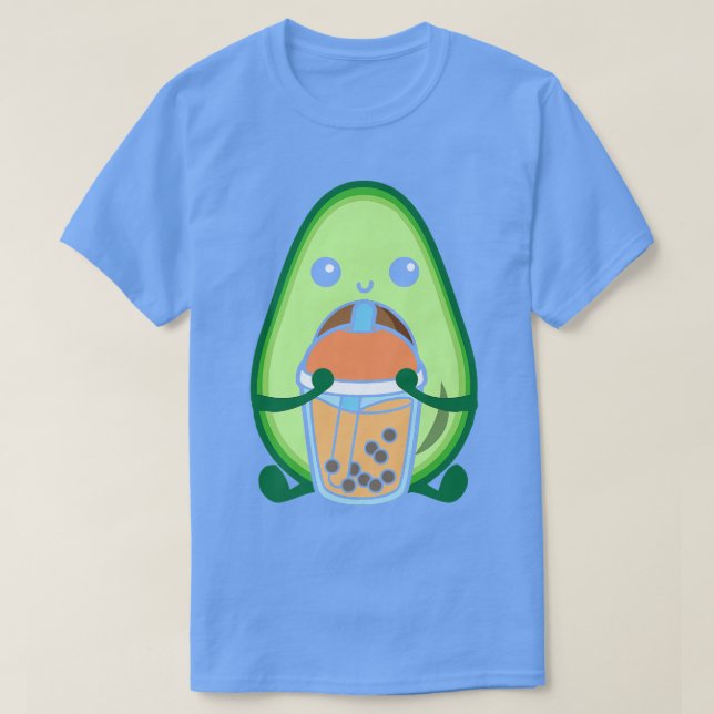 Bubble Mjölk Tea Avocado Cute Avocado Drinking Bob T Shirt (Design framsida)