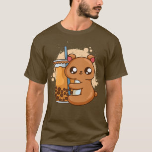 Bubble Mjölk Tea Boba Tea Cute Brown Bear japanska T Shirt