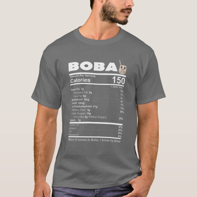 Bubble Mjölk Tea Nutritional Facts Funny Boba Älsk T Shirt (Framsida)