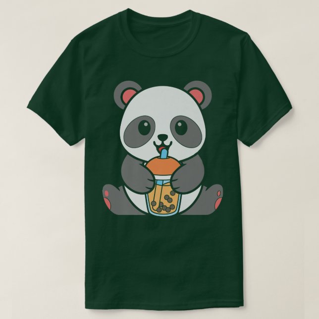 Bubble Mjölk Tea Panda Cute Panda Drinking Boba Mi T Shirt (Design framsida)