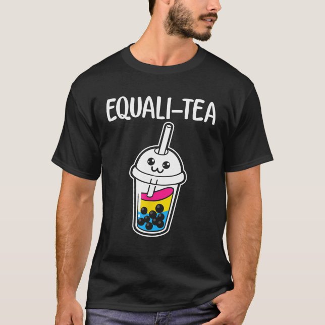 Bubble Mjölk Tea Pansexual Flagga T Shirt (Framsida)