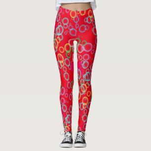 Bubble mönster 02.b Red BG Leggings