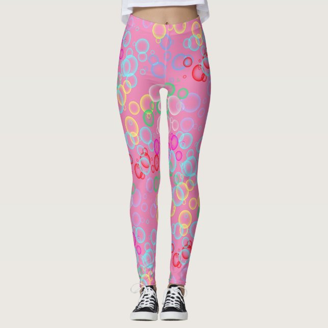 Bubble mönster 2.b Rosa BG Leggings (Framsida)
