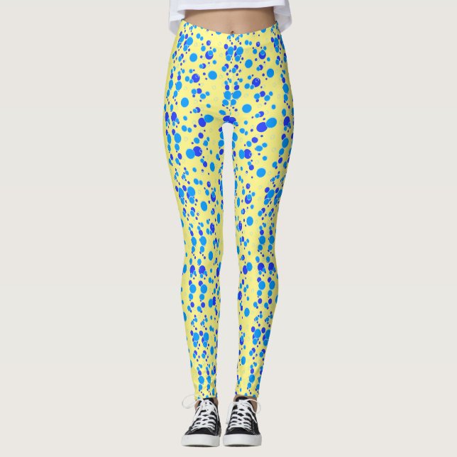Bubble mönster C01.blue LYellow BG Leggings (Framsida)