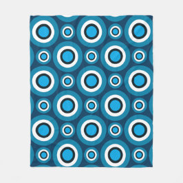 Bubble OpArt Mönster i Blåvita svarta cirkeln Ring Fleecefilt