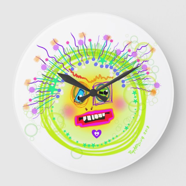 Bubble Smile Meemogie Emoji Art Stor Klocka (Framsida)